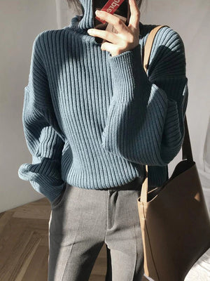 Chunky Turtleneck Knit Sweater