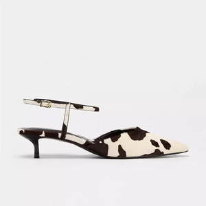 Cow Print Pointed-Toe Kitten Heel