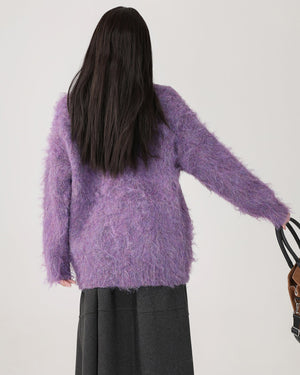 Grape Fuzzy Cardigan