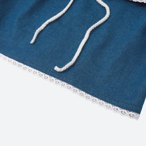Lace Trim Denim Tube Top