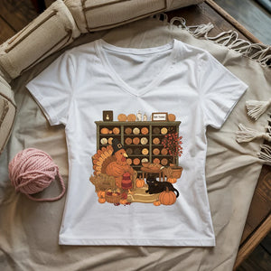 Knitting Turkey Lady V-neck