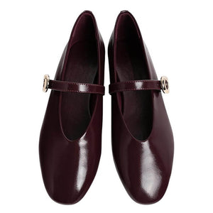 Wine Red Strap Ballet Flats