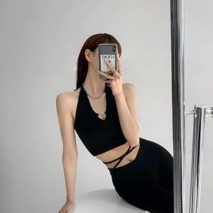 Baddie Heart Ring Halter Top