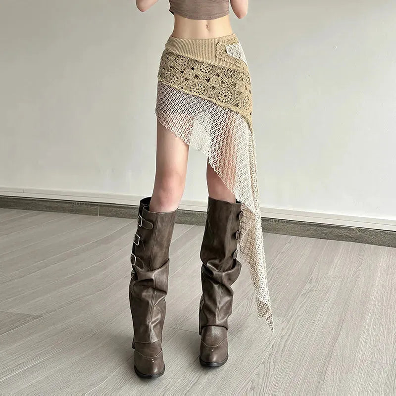 Boho Patchwork Mini Skirt