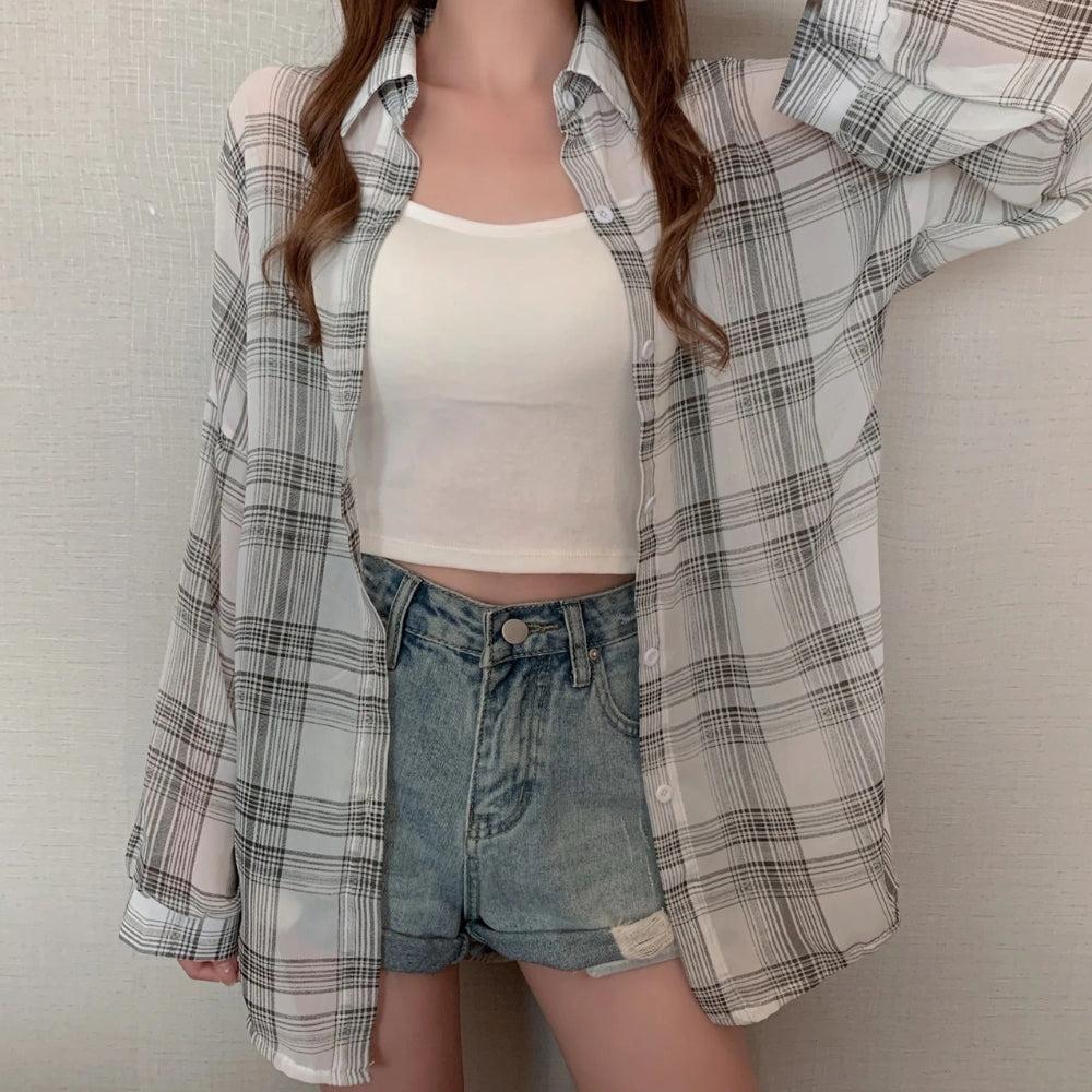Chiffon Plaid Shirt