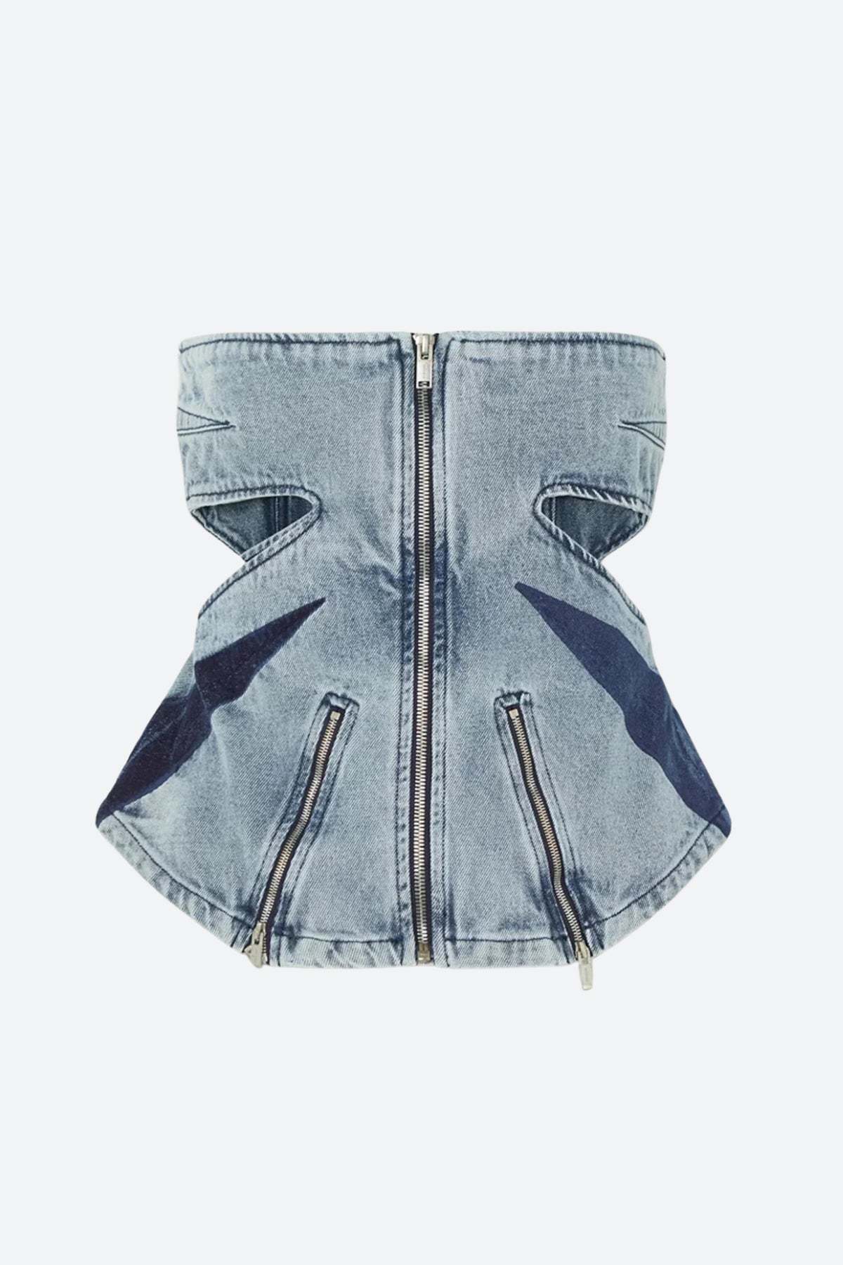 Denim Cut Out Tube Top & Patch Jeans Two Piece Set