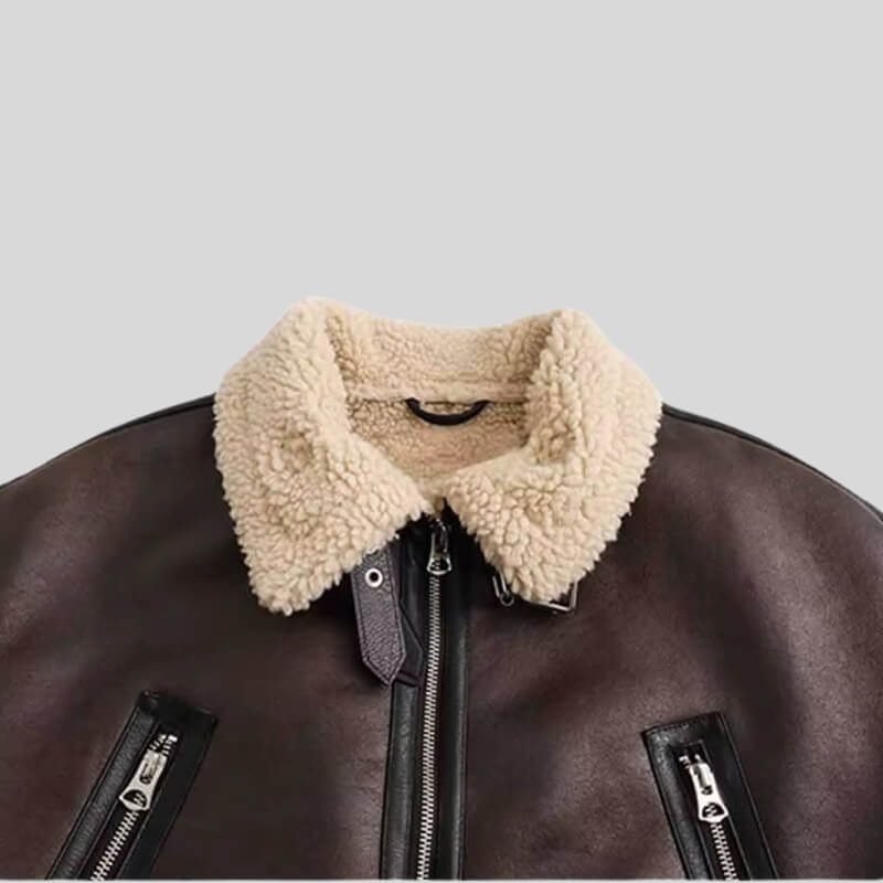 Faux Leather Aviator Jacket