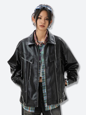 Grunge Faux Leather Jacket