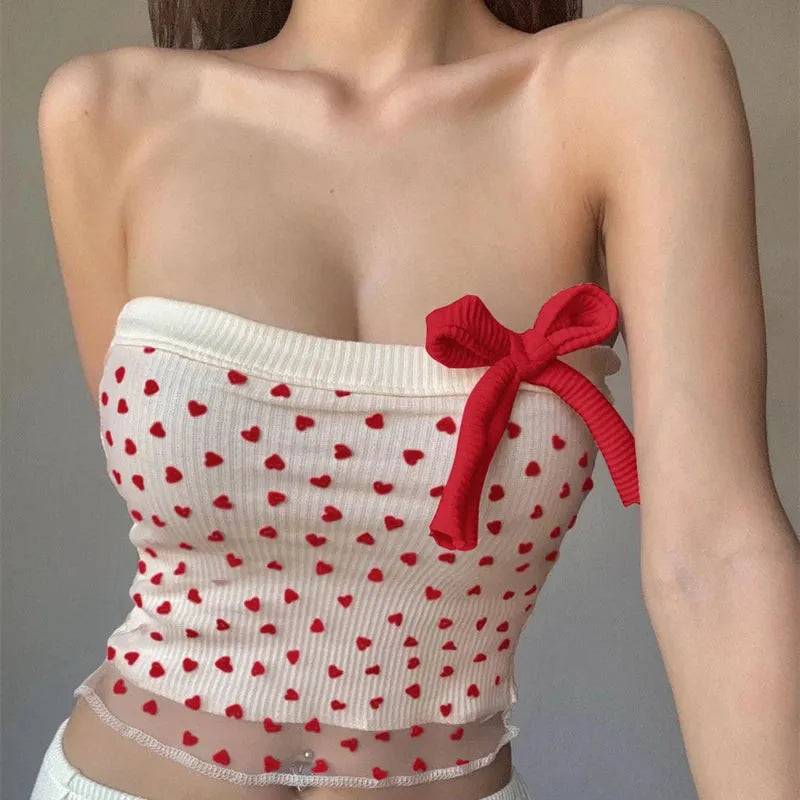 Heart Ribbed Tube Top