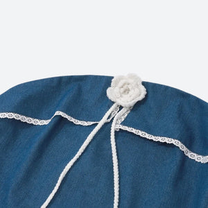 Lace Trim Denim Tube Top