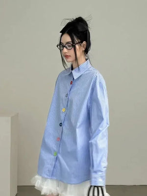 Oversized Stripe Button-Up Shirt