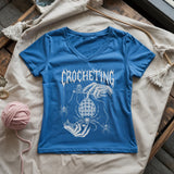 Gothic Crocheter Lady V-neck