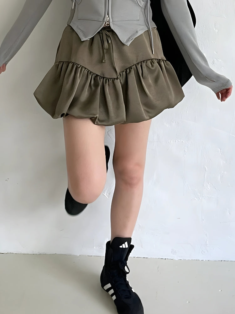 Satin Bubble Mini Skirt