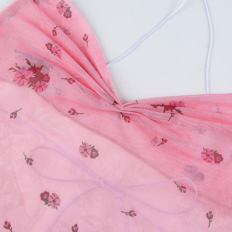 Soft Girl Floral Asymmetric Crop Top