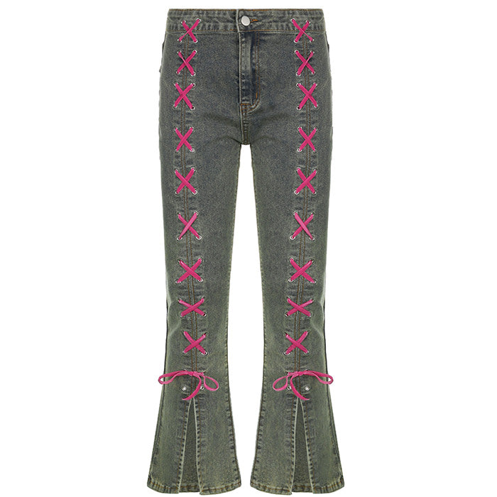 Y2K Lace Up Jeans