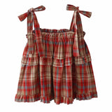 Grandma Aesthetic Plaid Bow-Tie Top