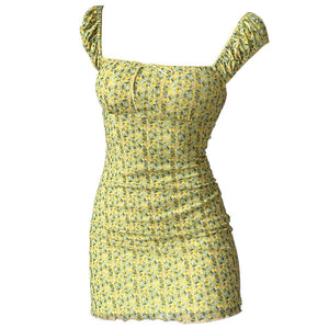 Amalfi Lemon Ruched Mini Dress