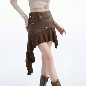 Rock The Scene Asymmetric Leather Skirt