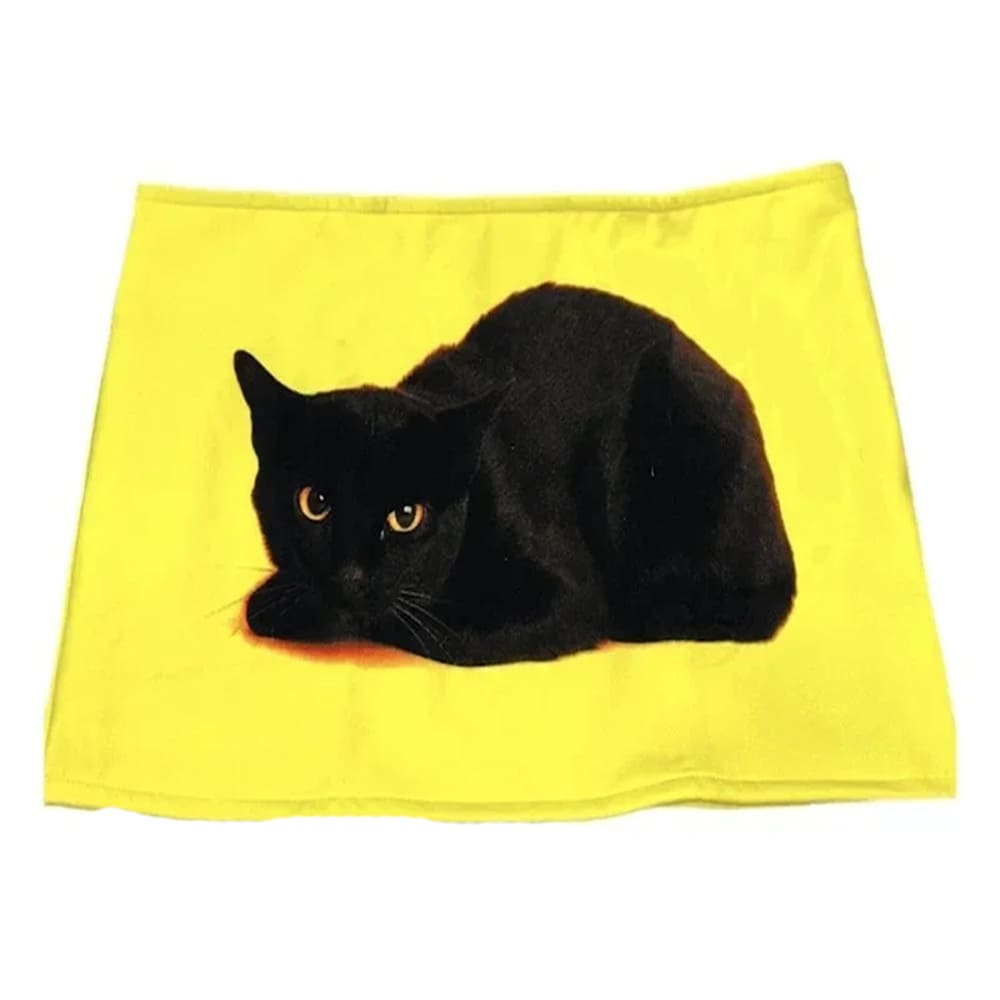 Black Cat Y2K Mini Skirt
