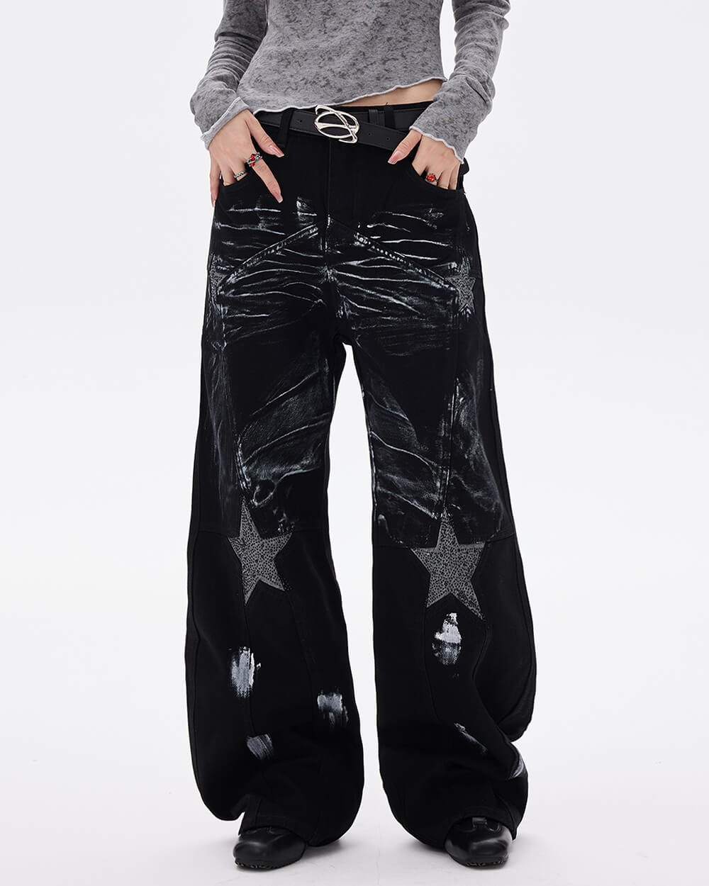 Black Star Wide Leg Jeans