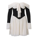 Mademoiselle Bow Off Shoulder Dress