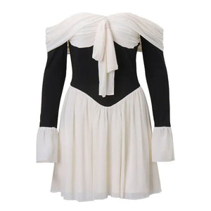 Mademoiselle Bow Off Shoulder Dress