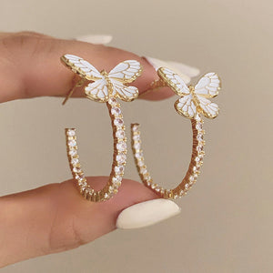 Butterfly Crystal Hoop Earrings