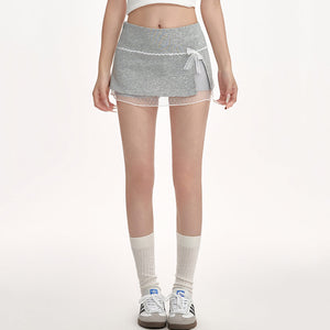 Coquette Aesthetic Lace Bow Skort