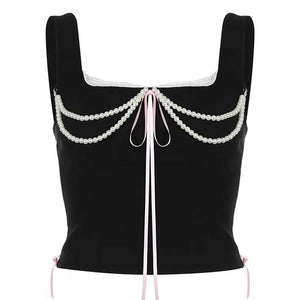 Coquette Bow Pearl Bustier Top