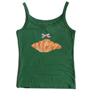 Croissant Print Y2K Tank Top
