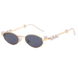 Crystal Metal Oval Sunglasses