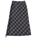 Dark Academia Plaid Side-Slit Skirt