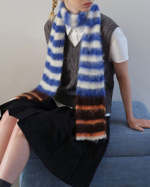 Frazzled English Woman Striped Scarf
