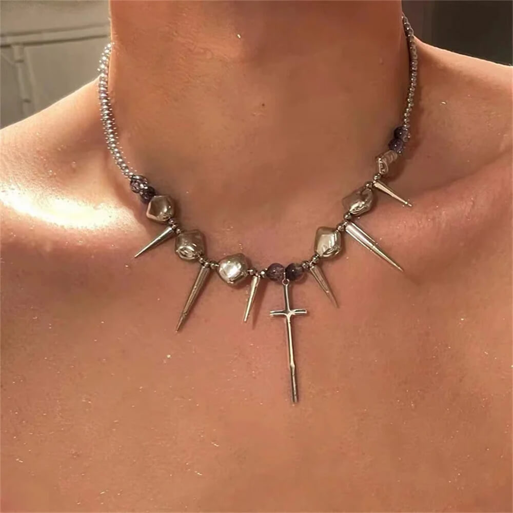 Grunge Aesthetic Cross Necklace