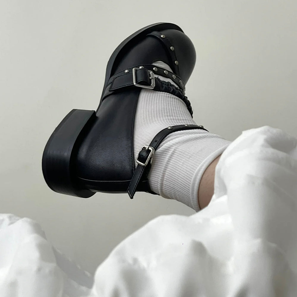 Grunge Sleaze Studded Mary Janes