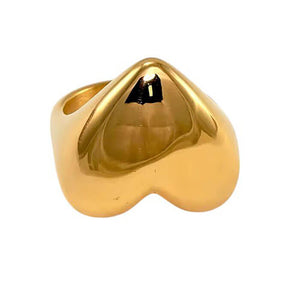 Chunky Heart Gold Ring