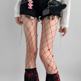 Heart Rhinestone Fishnet Tights