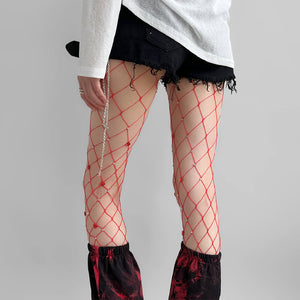 Heart Rhinestone Fishnet Tights
