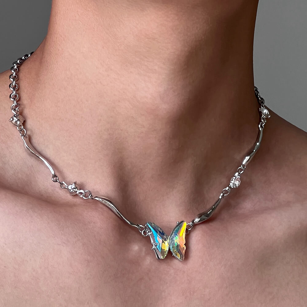 Holographic Butterfly Metal Necklace