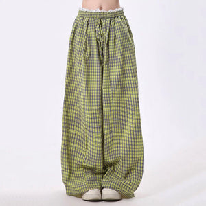 Indie Aesthetic Green Plaid Pants