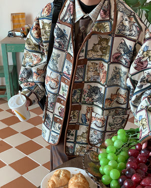 Oversized Cat Print Jacket