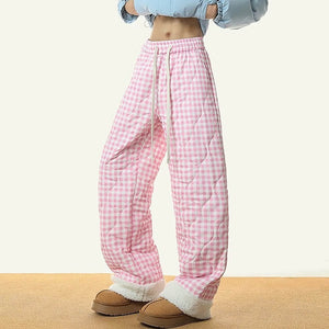 Pastel Checkered Puffer Pants