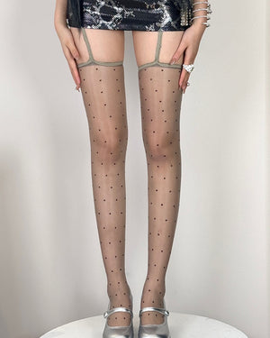Polka Dot Suspender Tights