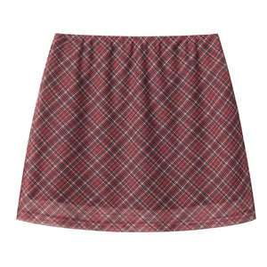 Preppy Plaid Mesh Top & Mini Skirt Set