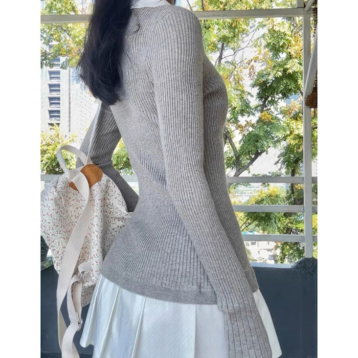 Preppy Style Pleated Knit Dress