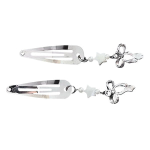 Silver Hair Clip with Ribbon Charms