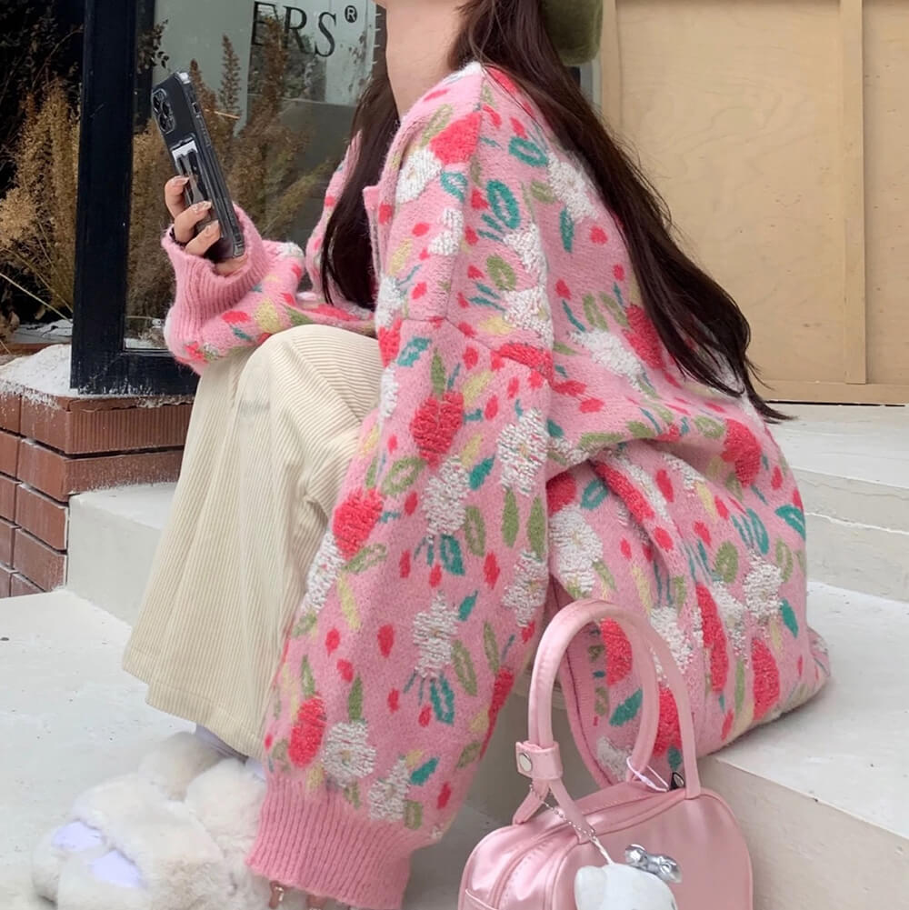 Soft Girl Floral Cardigan