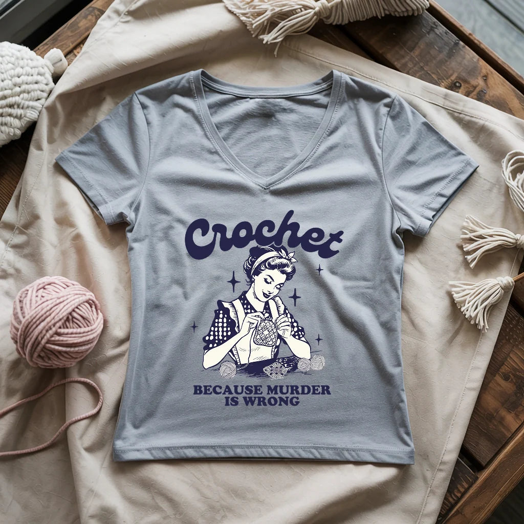 Crochet Not Murder Lady V-neck