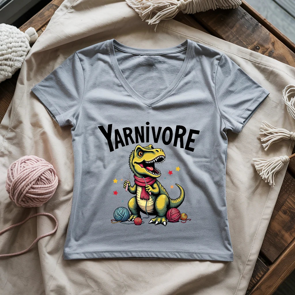 Yarnivore Crocheter Lady V-neck