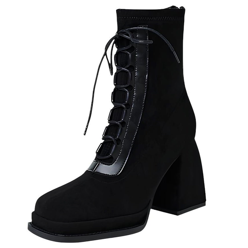 Outta Town Square Toe Lace Up Boots